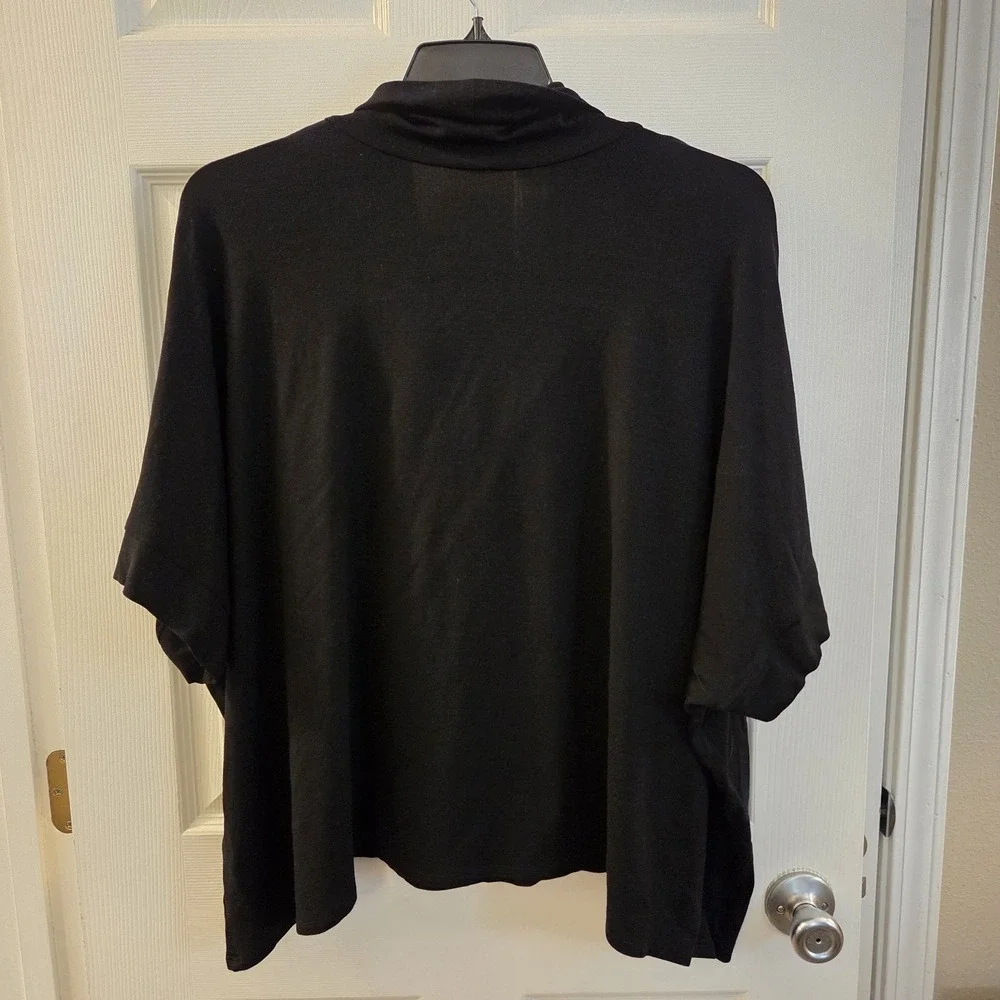 Eileen Fisher sz XL oversized cowl neck‎ black casaul top chic boxy comfort